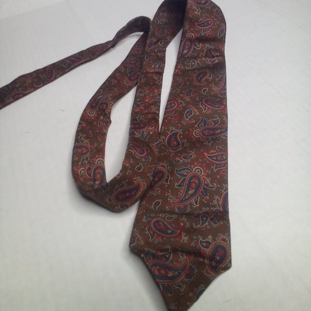 Equus Tie Necktie Paisley Silk Brown Blue Red